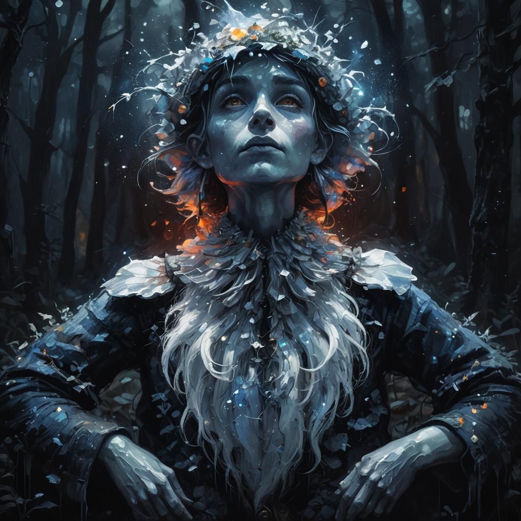 Gnome Kisses Toadstool: Monochromatic Expressionist Concept ...