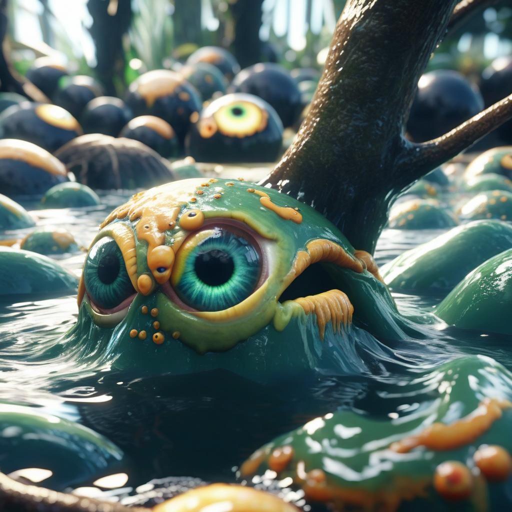 Surreal Eyeball Landscape with Slimy Details