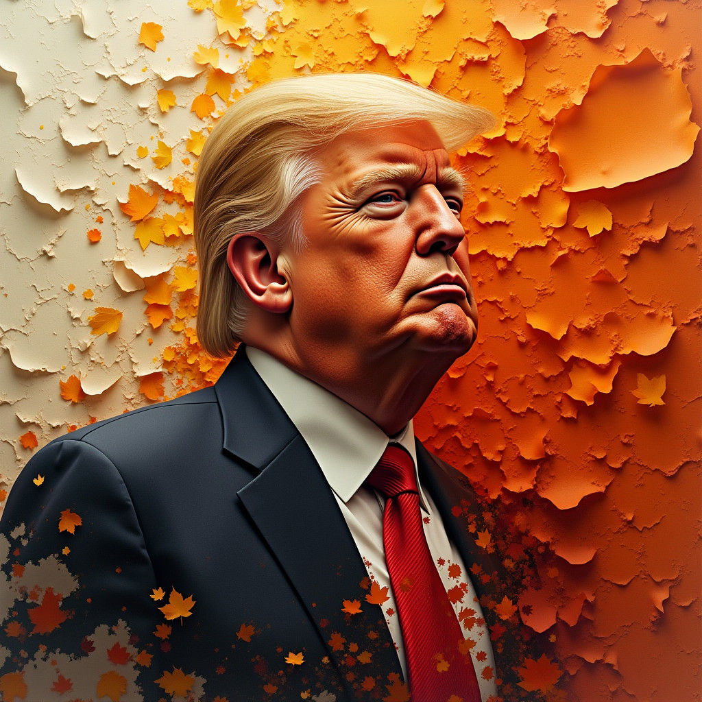 Donald Trump in Abstract Torn Paper Design