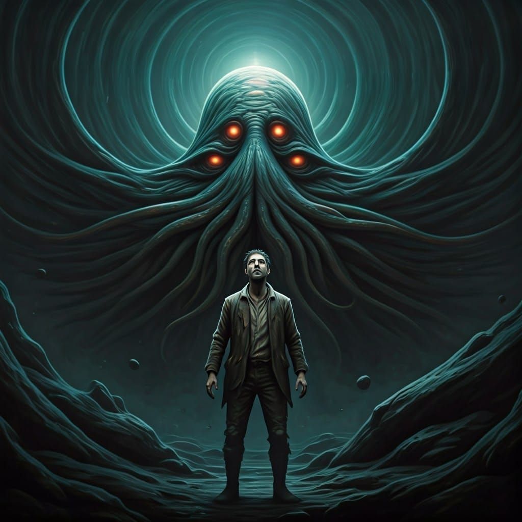 Man Confronts Azathoth in Lovecraftian Horror