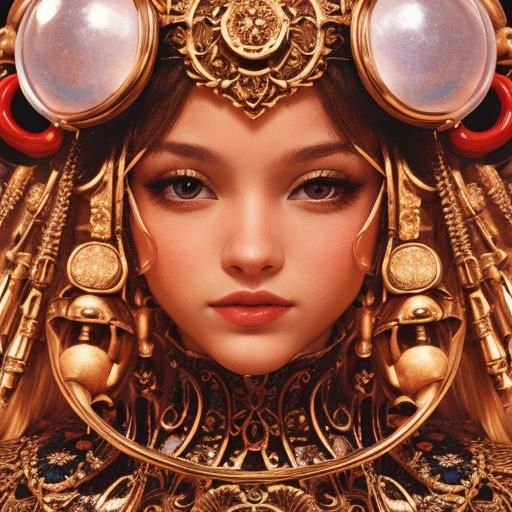 Cute Humanoid in Gold Armor: Hyperrealistic Matte Painting