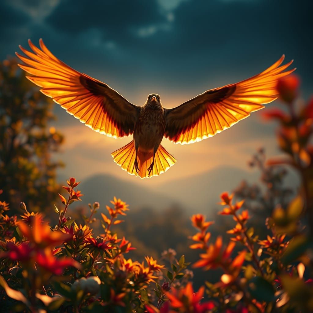 Lark Soaring in Golden Light: Cinematic Realism