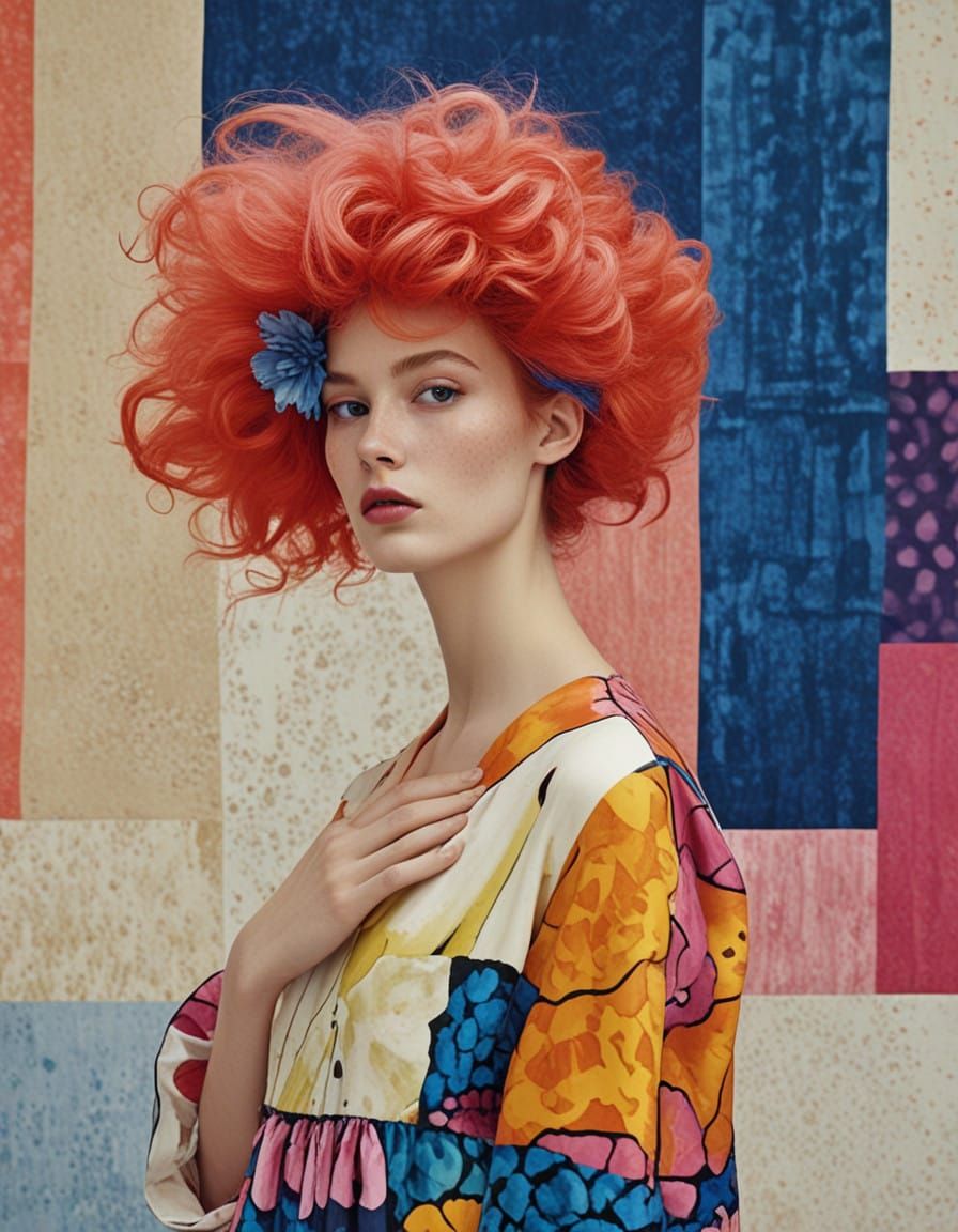 Eccentric Portrait in Bold Fabrics and Soft Focus