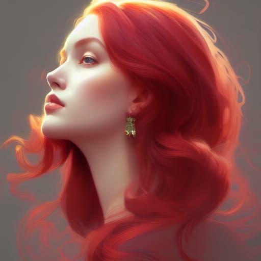 Elegant Redhead Portrait in Detailed Concept Art Style