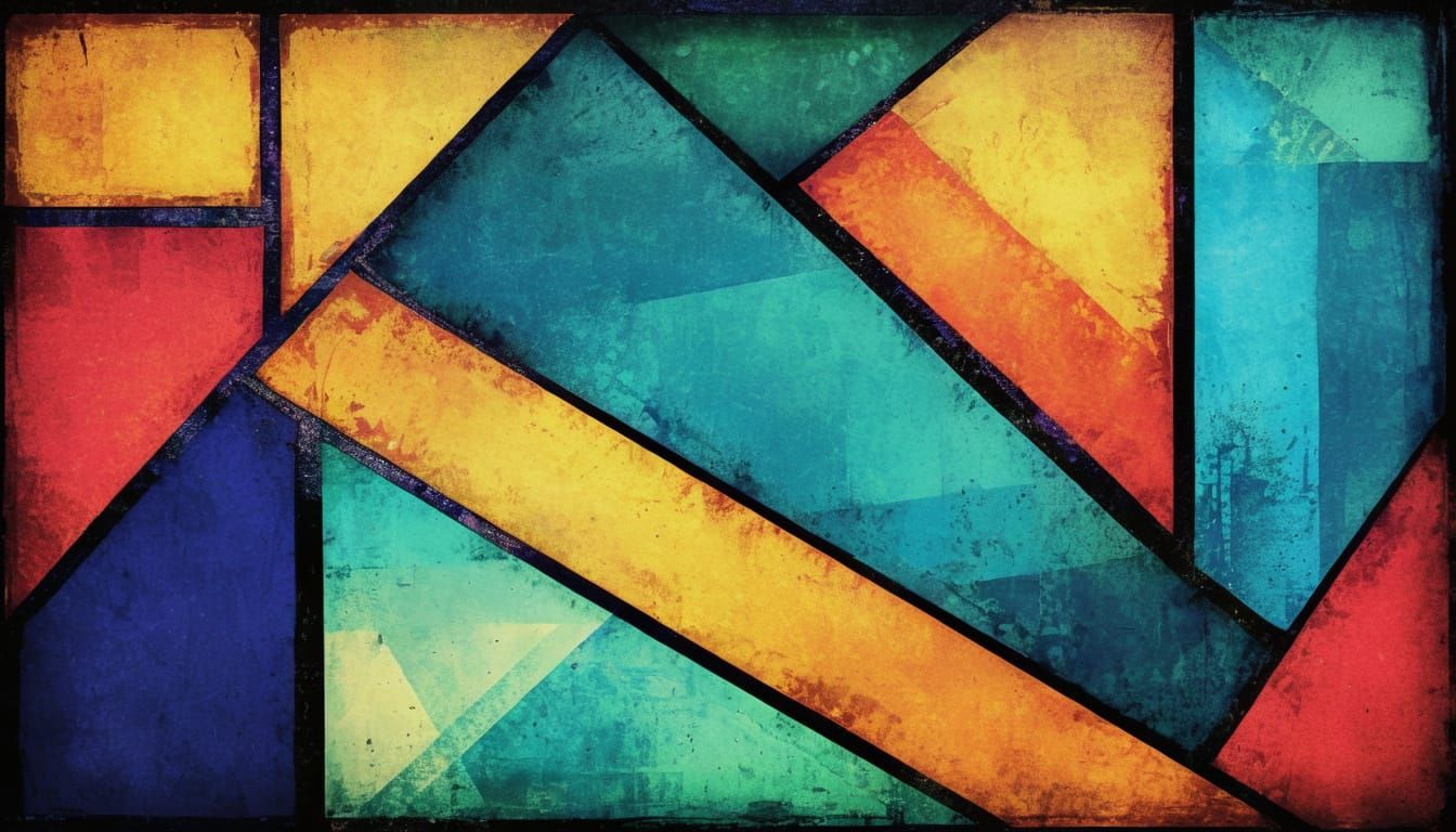 Vibrant Geometric Artwork Evoking Nostalgic Inspiration