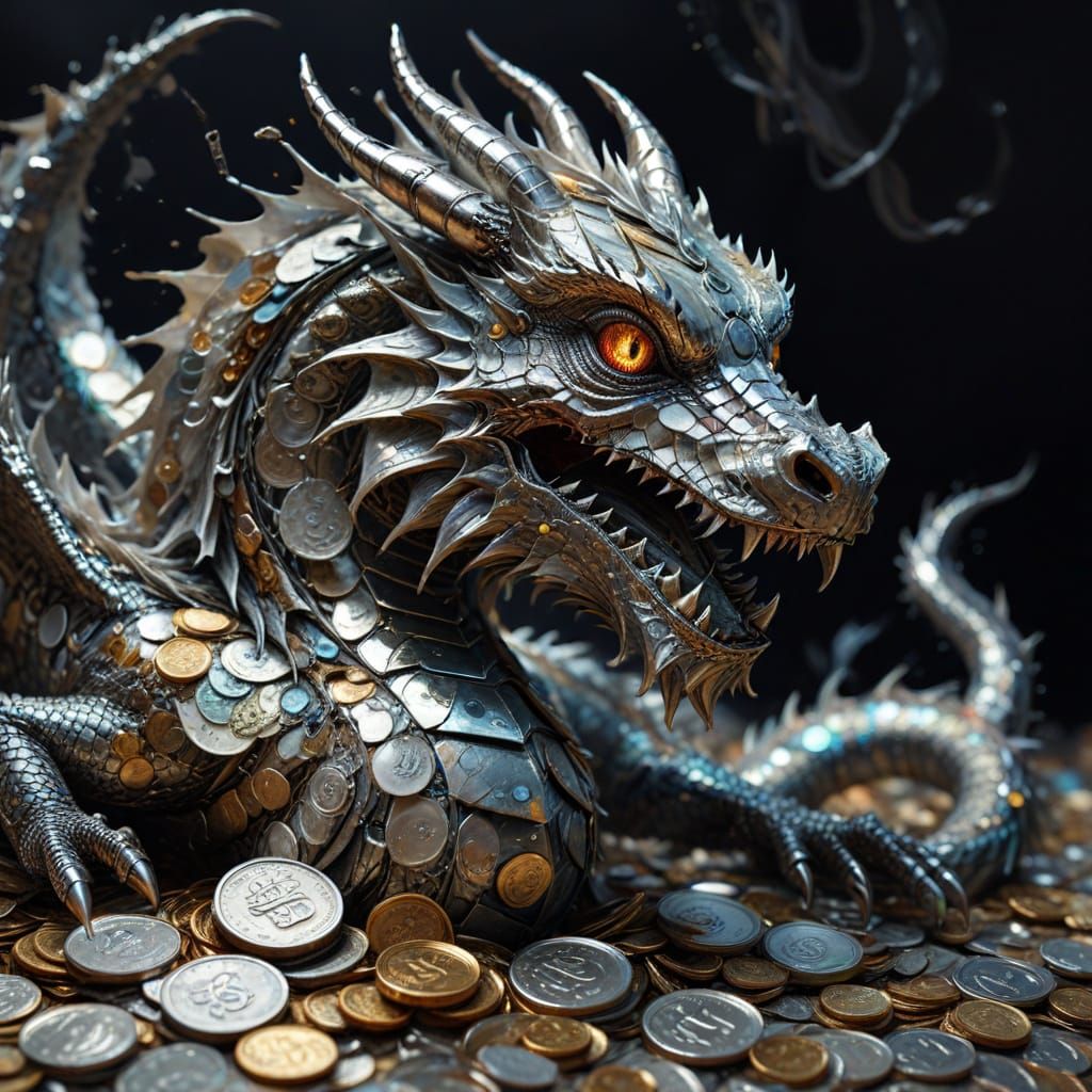 Dragon of Coins and Banknotes Oil Painting