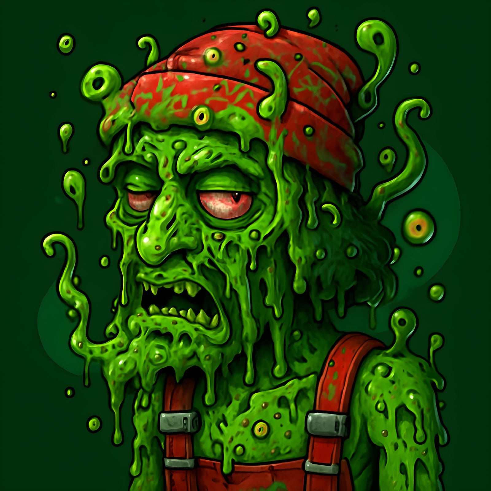 Mutating Slime Monster: A Scary Art Depiction