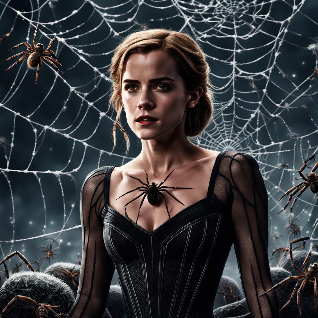 Spider Queen on Web Throne Guarded by Spiders