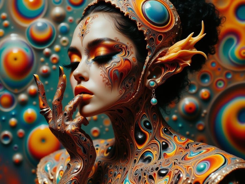 Hyperrealistic Portrait of a Futuristic Afrofuturist Woman