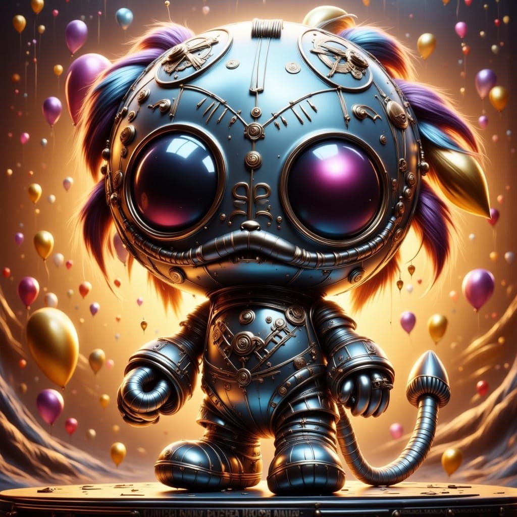 Brassy Balloon Art in Whimsical Stitch Style