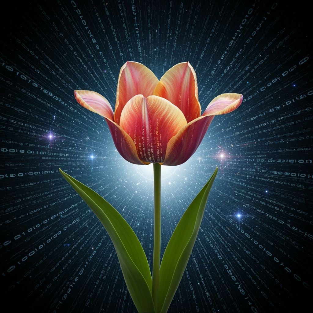 Majestic Data Tulip in Digital Void