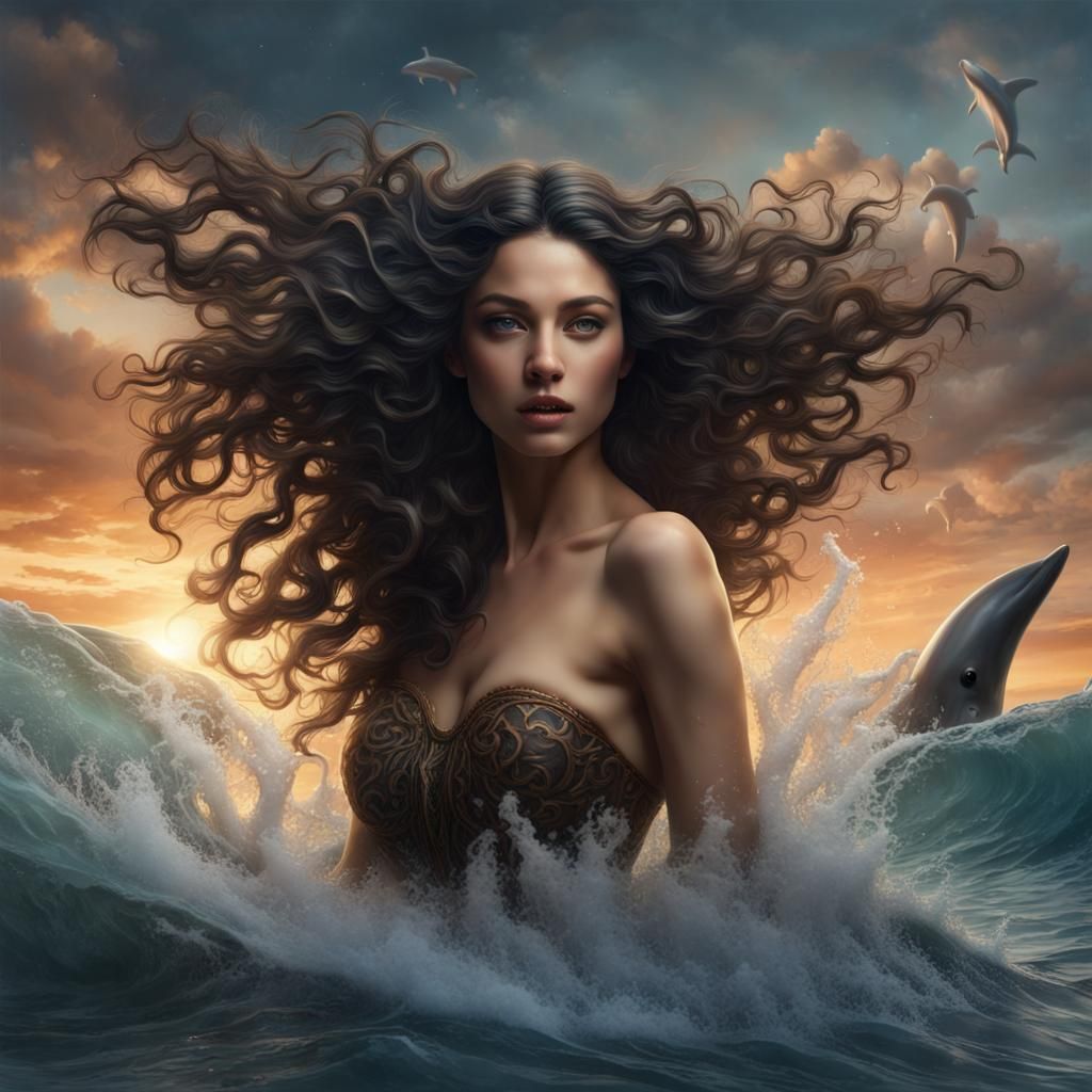 Aphrodite's Birth from the Sea Foam: Digital Art