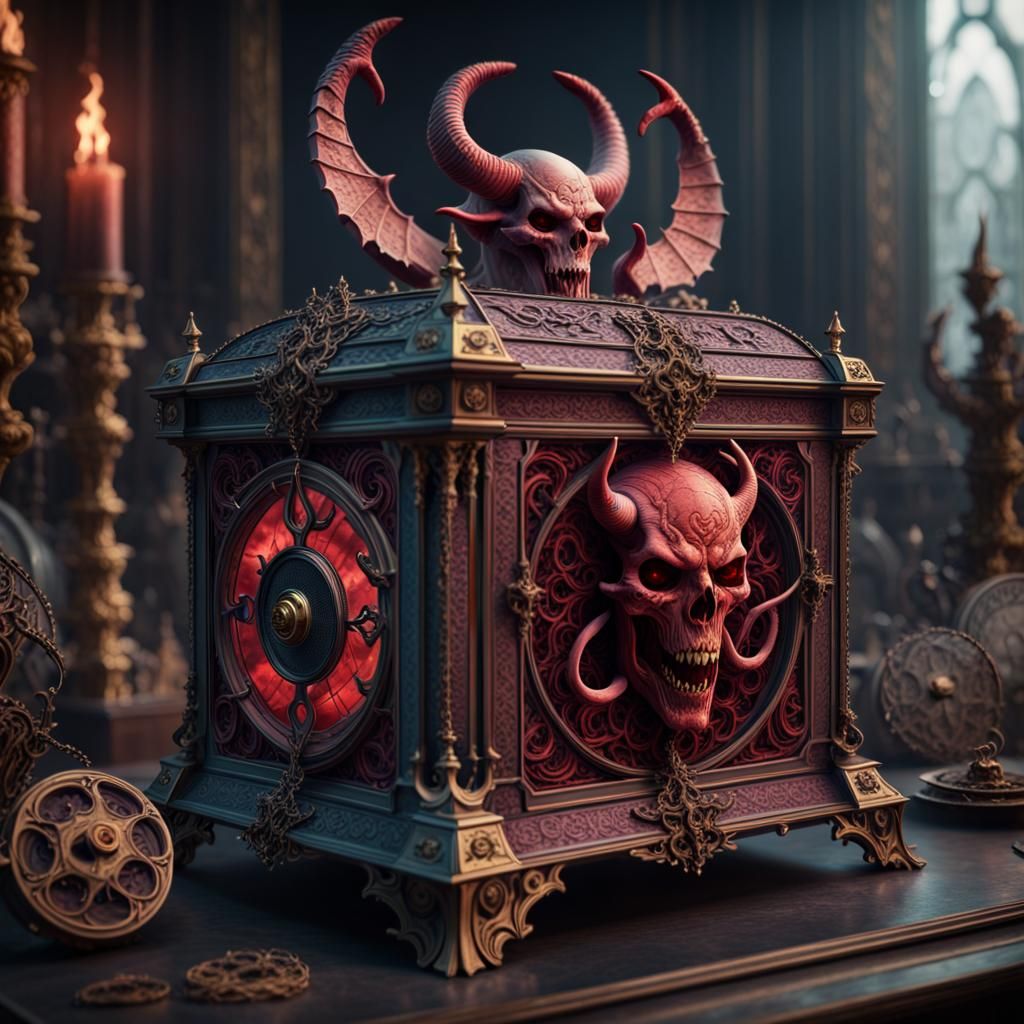 Demonic Music Box: Detailed Fantasy Concept Art