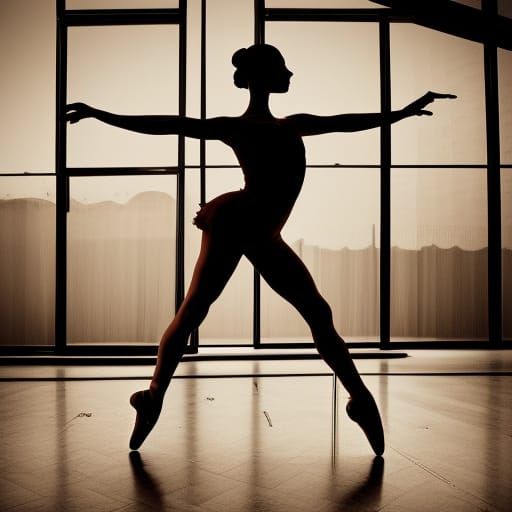 Ballerina Silhouette in Hyperrealistic Style
