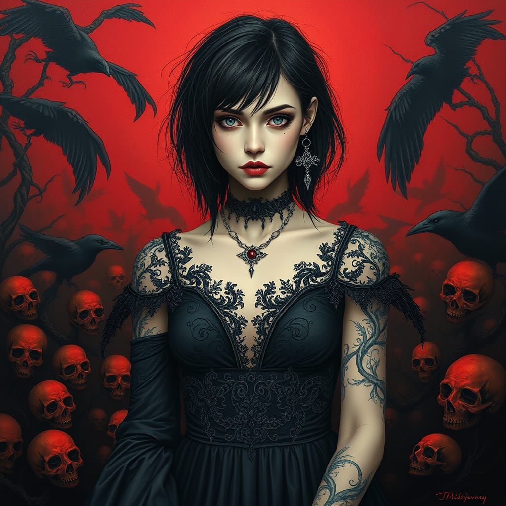 Ethereal Gothic Goddess in Darkcore Splendor