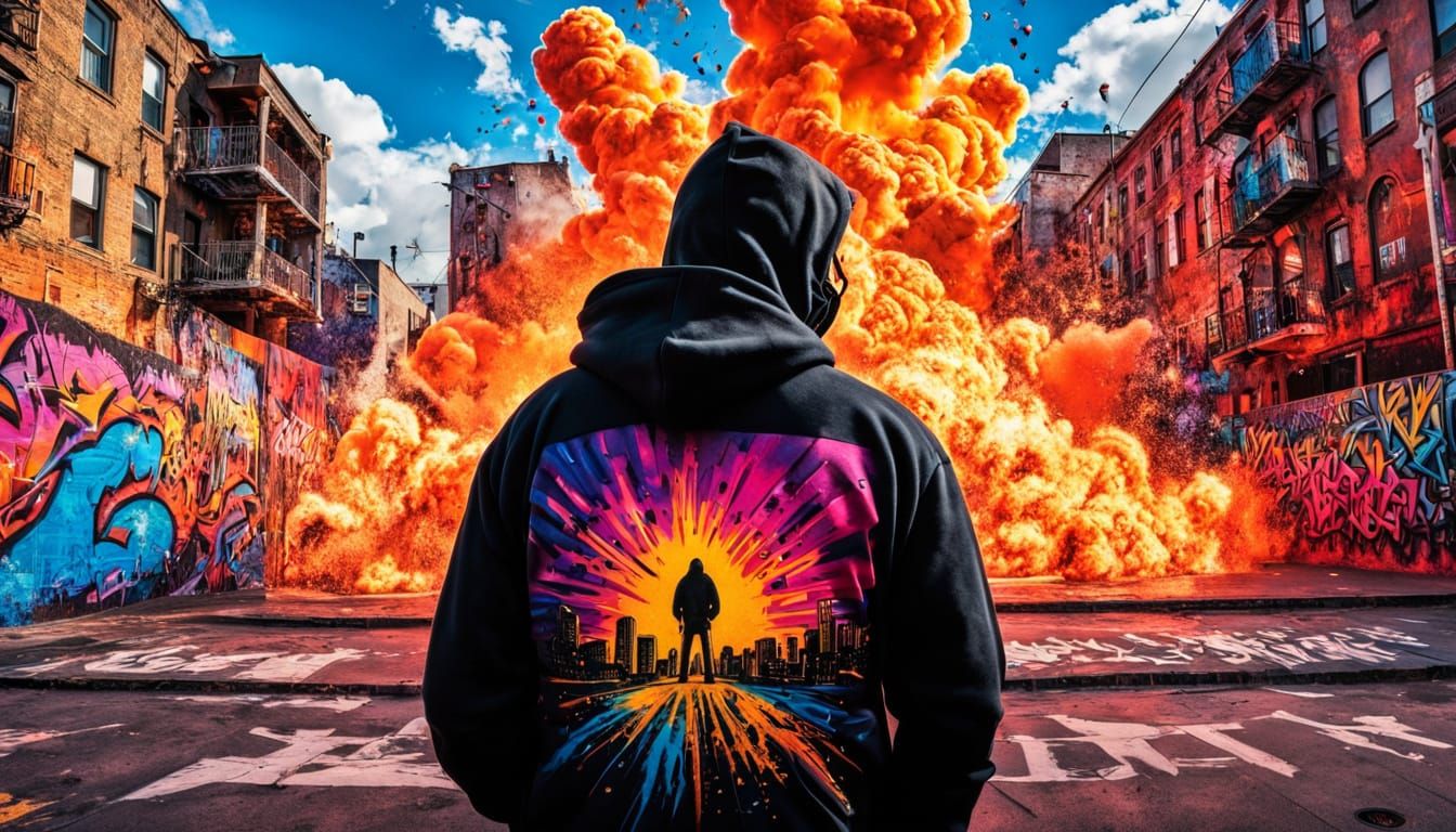 Hyper Realistic Urban Landscape in Graffiti Art Style