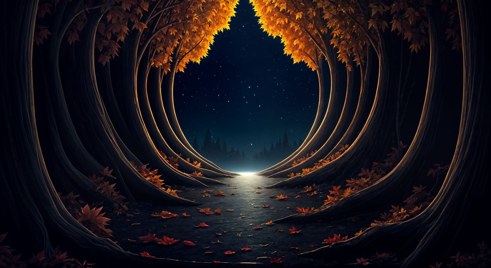 Ethereal Autumn Night in Tetradic Colors