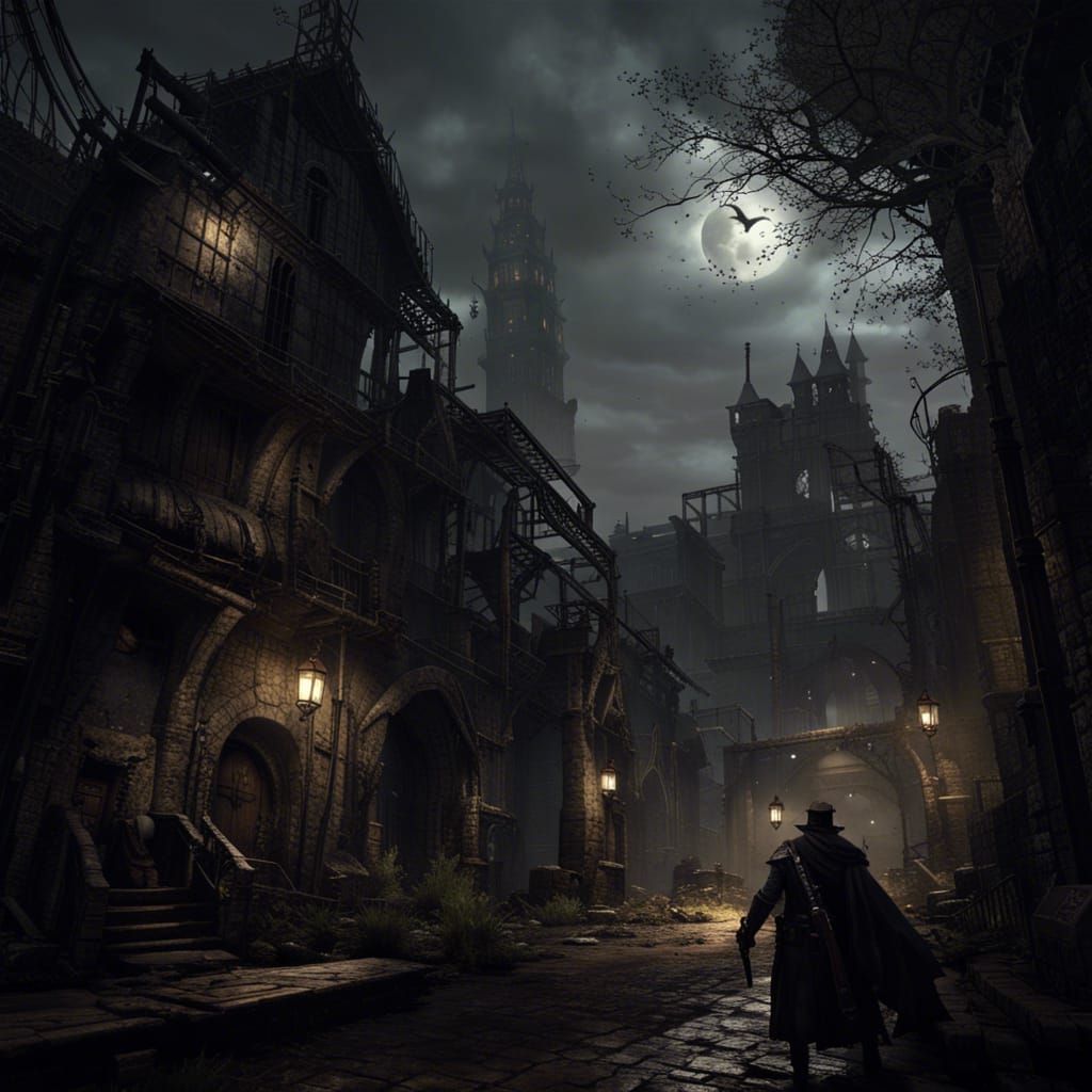 Cursed Town: A Bloodborne Horror Scene