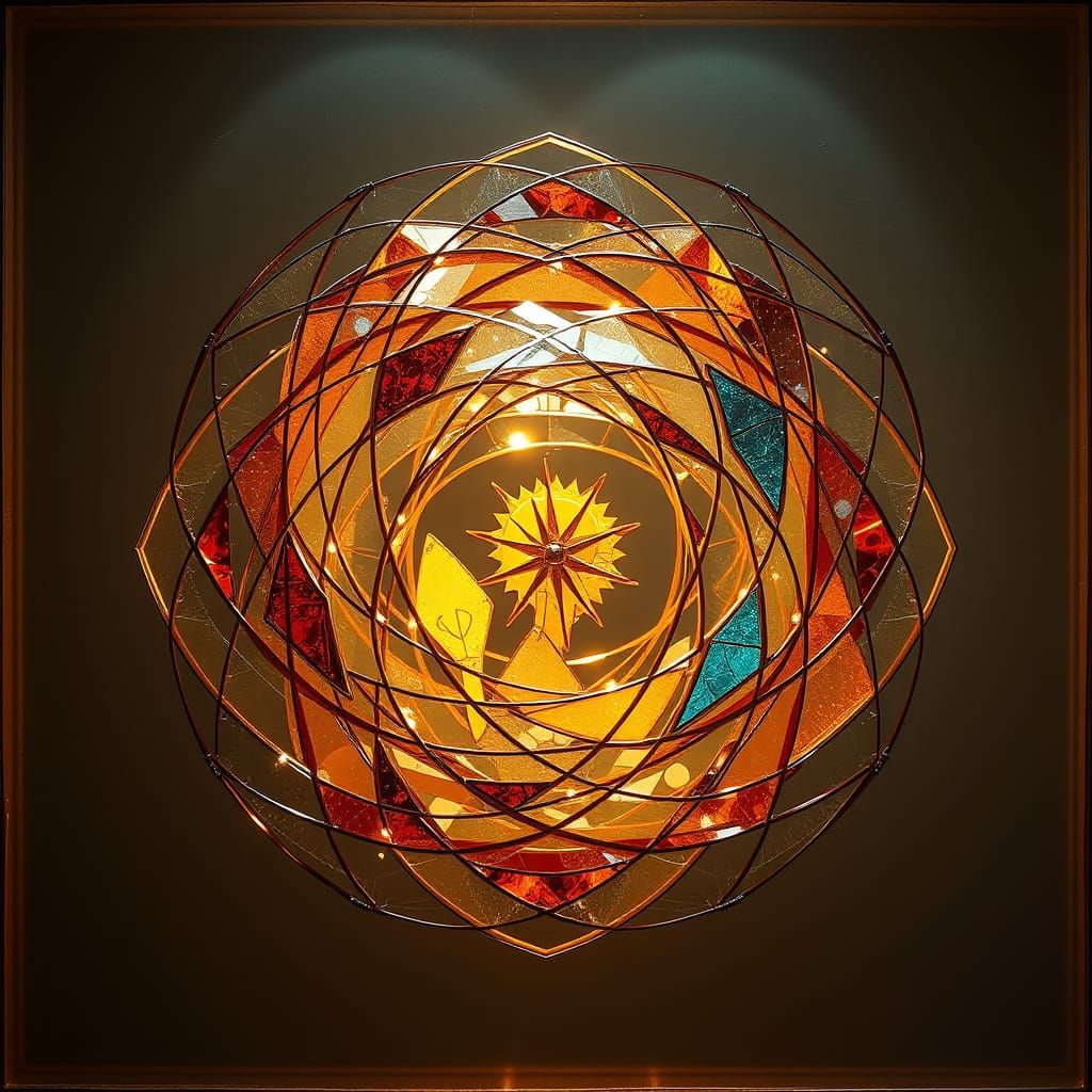 Geometric Tapestry in Prismatic Ochre Musk Palette