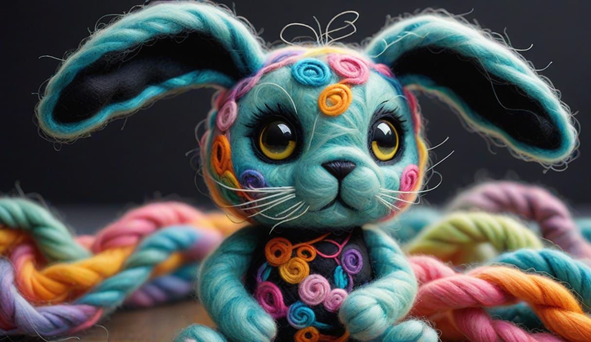 Magical Plush Bunny in Ethereal Felted Wool Art