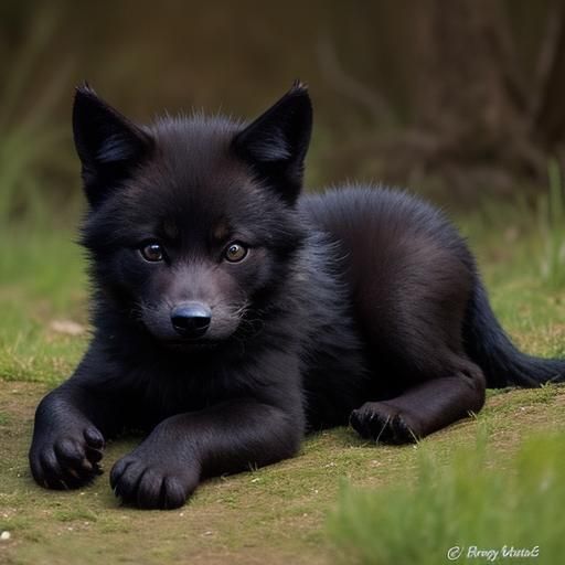 Adorable Baby Black Wolf Pups