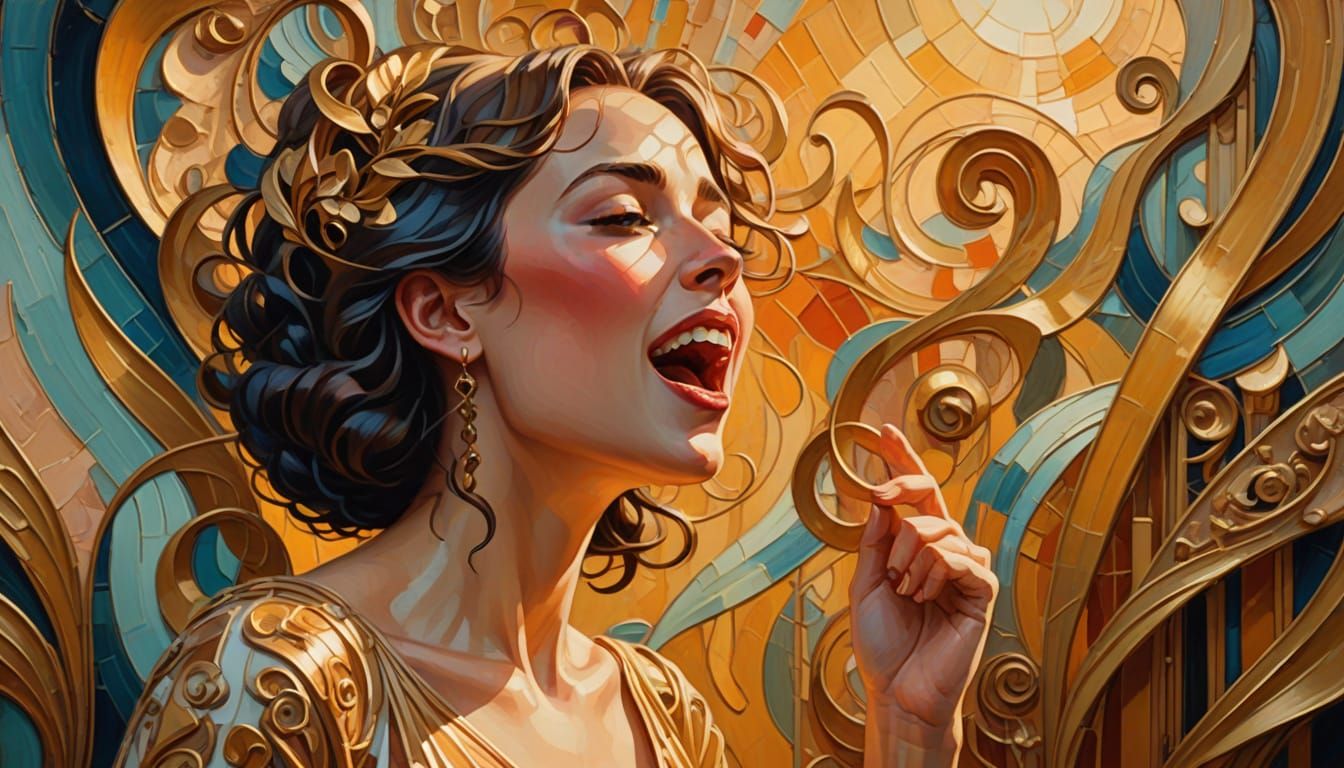 Romantic Surrealist Singer in Vibrant Oil Painting