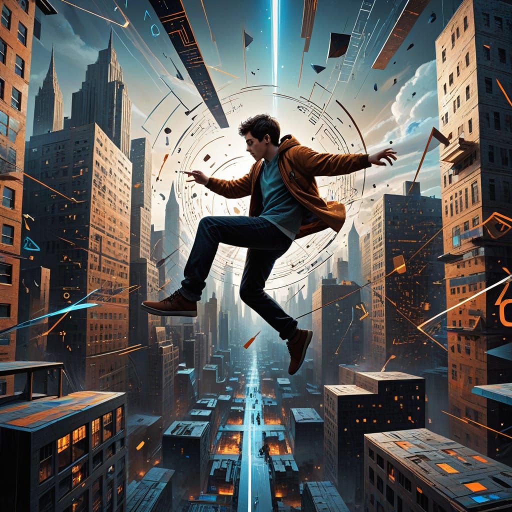 Mathematical Concepts Unite with Futuristic Cityscape