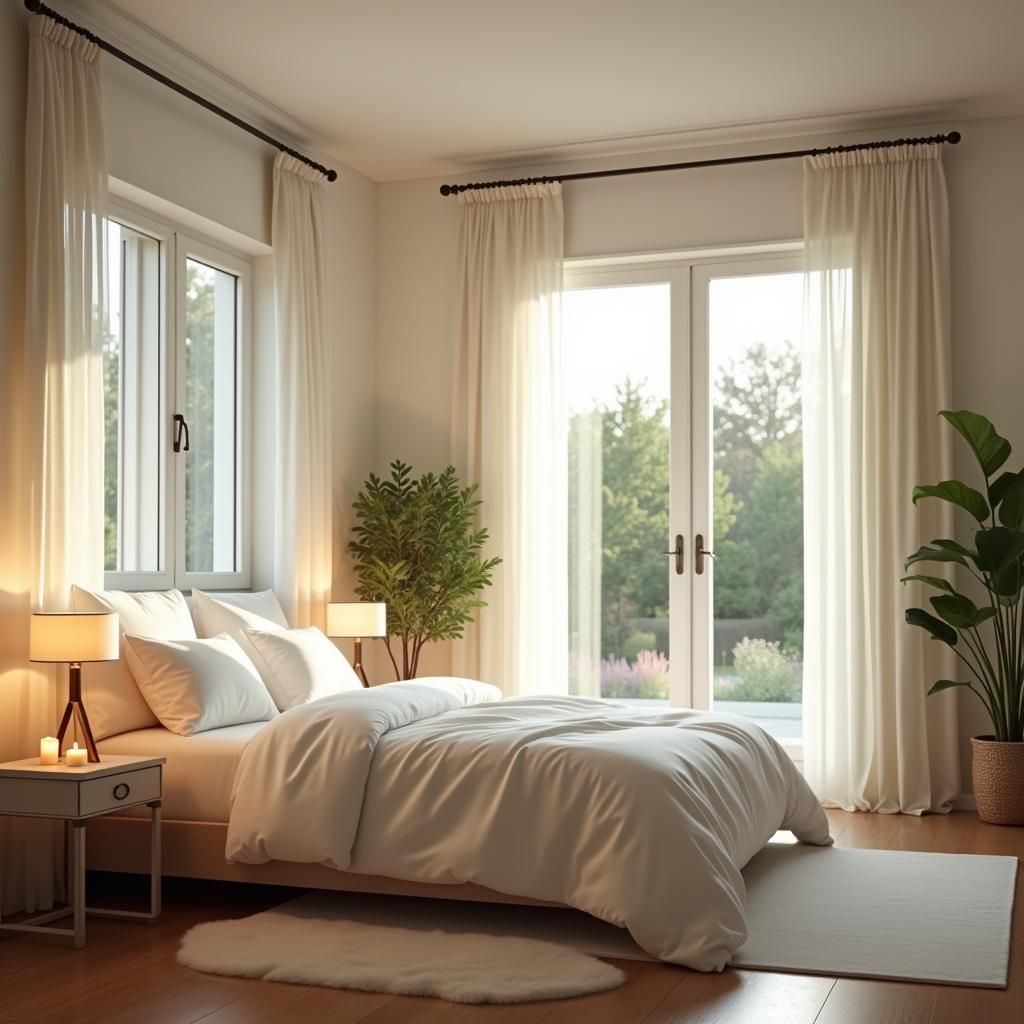 Elegant Bedroom with Natural Light and Soft Colors