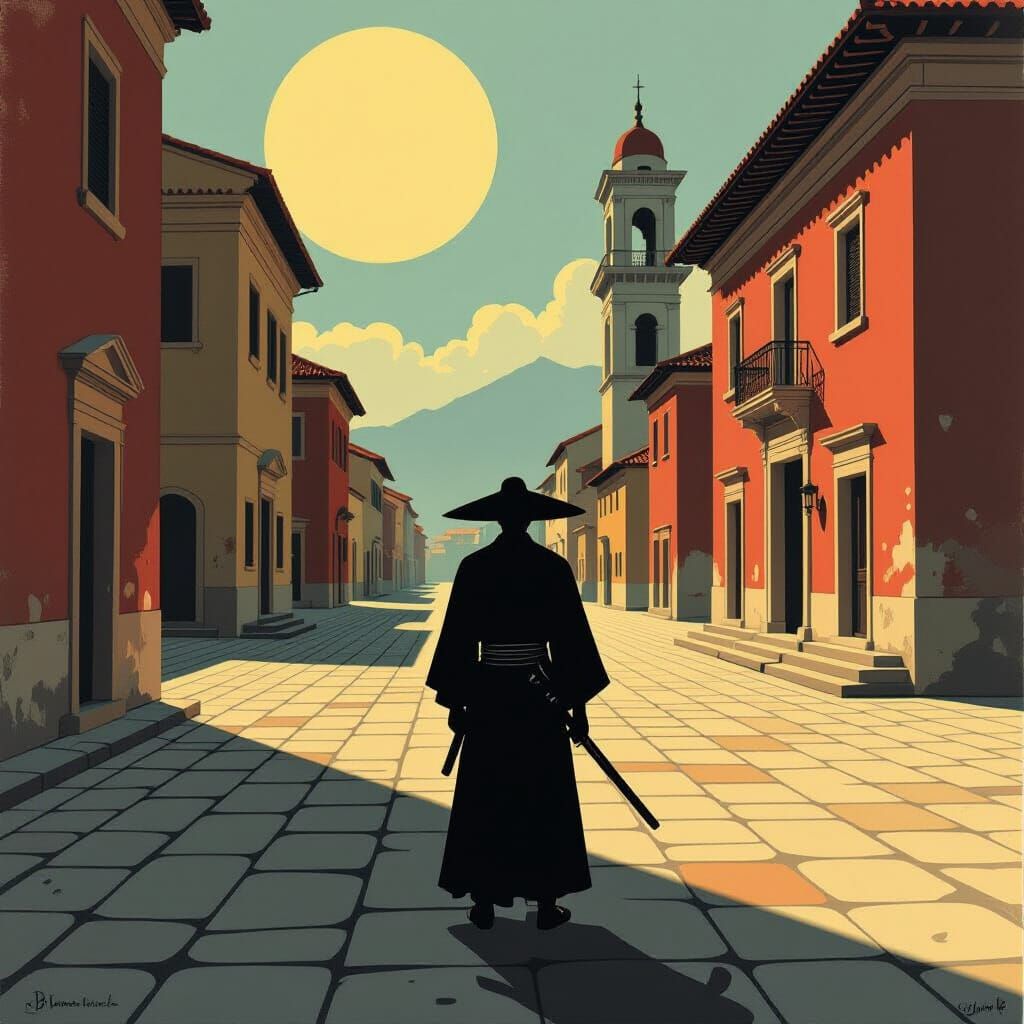 Giorgio de Chirico meet Samurai Zatoichi