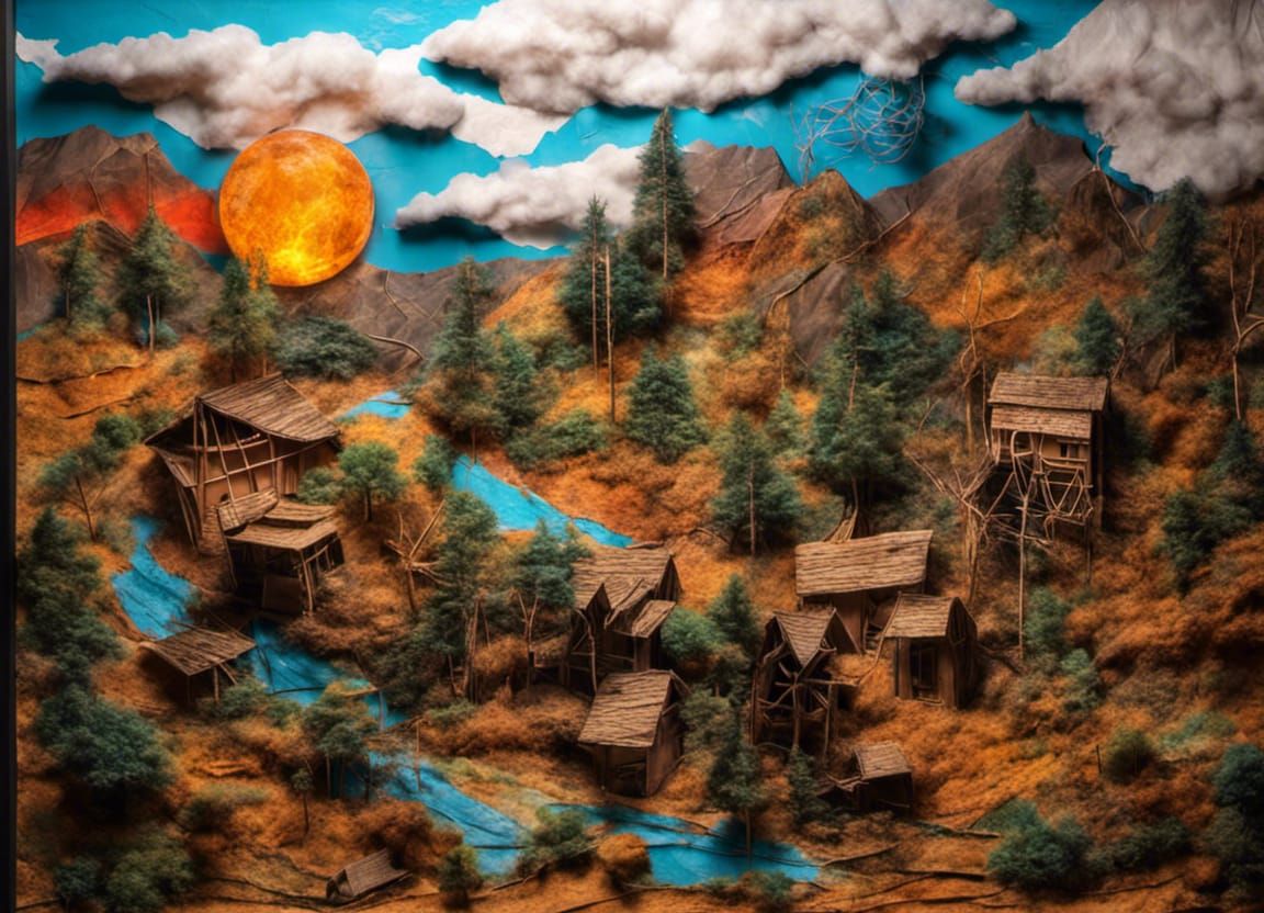 Hyperrealistic Collage Landscape in Octane Render