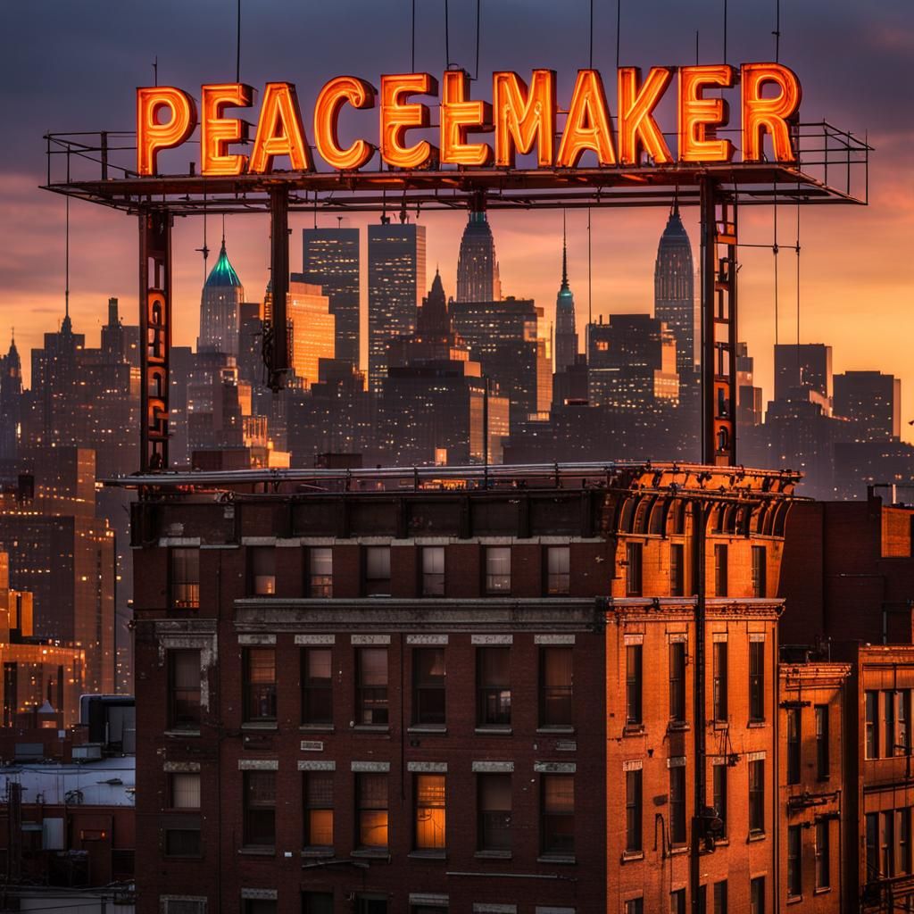 Peacemaker Neon Sign over Old New York