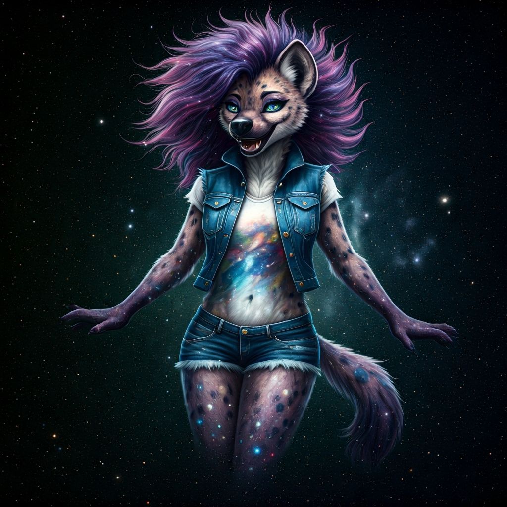 Cosmic She-Hyena Constellation in Starry Night