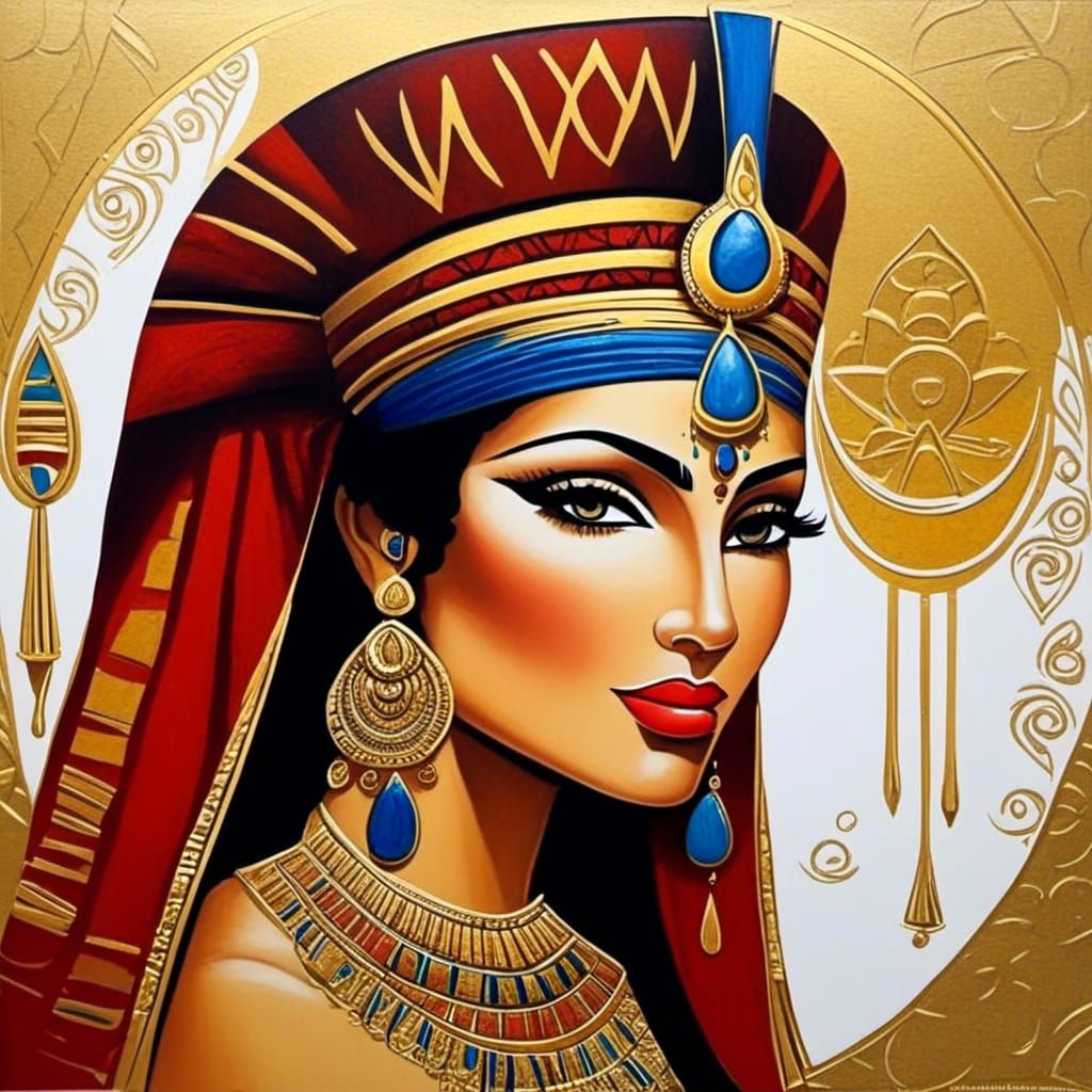 Egyptian Goddess Hathor Portrait in Ethereal Fantasy Style