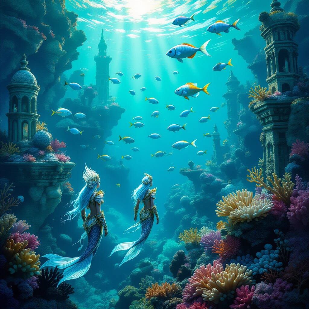 Underwater City of Merfolk in Ornate Armor
