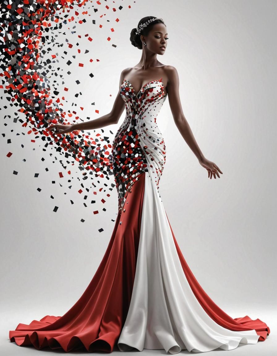 Metallic Granules Transform into Graceful Lady: 3D Render