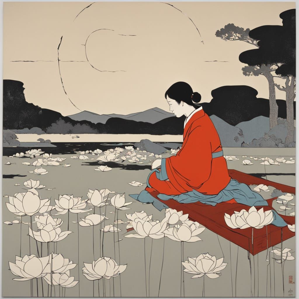 Lotus Blossom Inspired by Abstract Expressionism