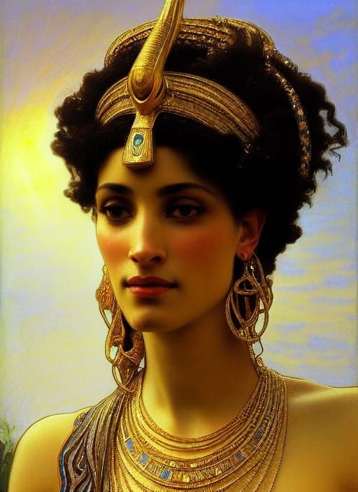 Detailed Portrait of an Egyptian Goddess