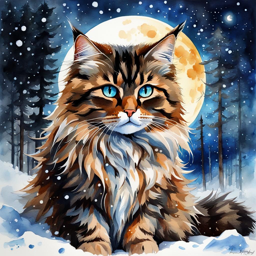 Brown spotted Siberian Cat