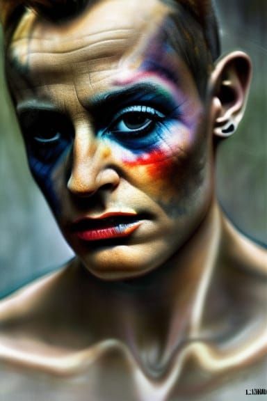 Batman Cara Delevingne Portrait in Biopunk Style