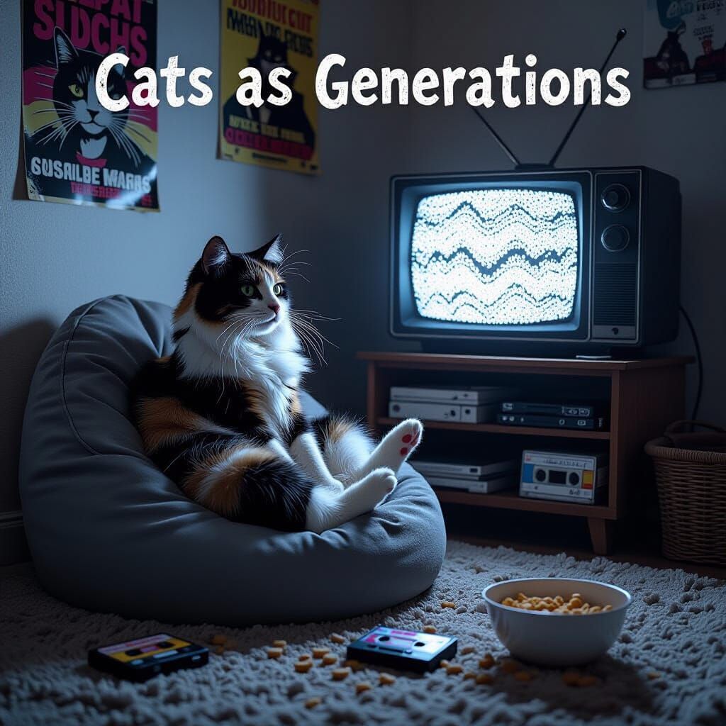 Calico Cat as Generation X in Gritty 90s Style