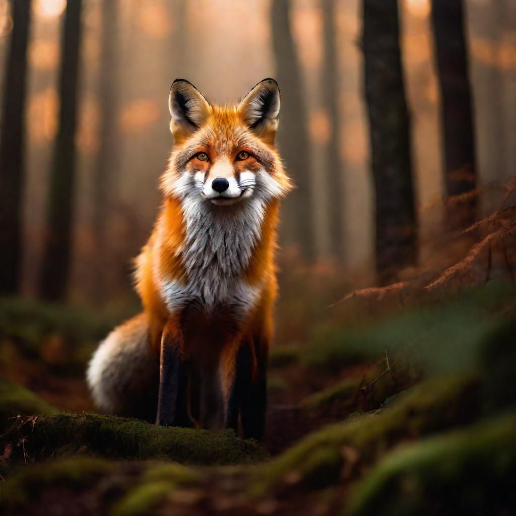 Majestic Fox in Misty Forest: Hyperrealistic Wildlife