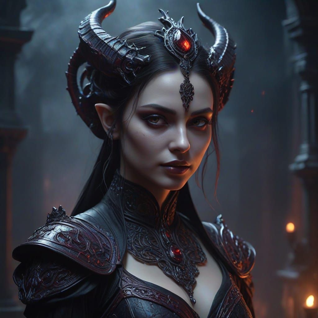 Mystical Demon Woman in Gothic Splendor