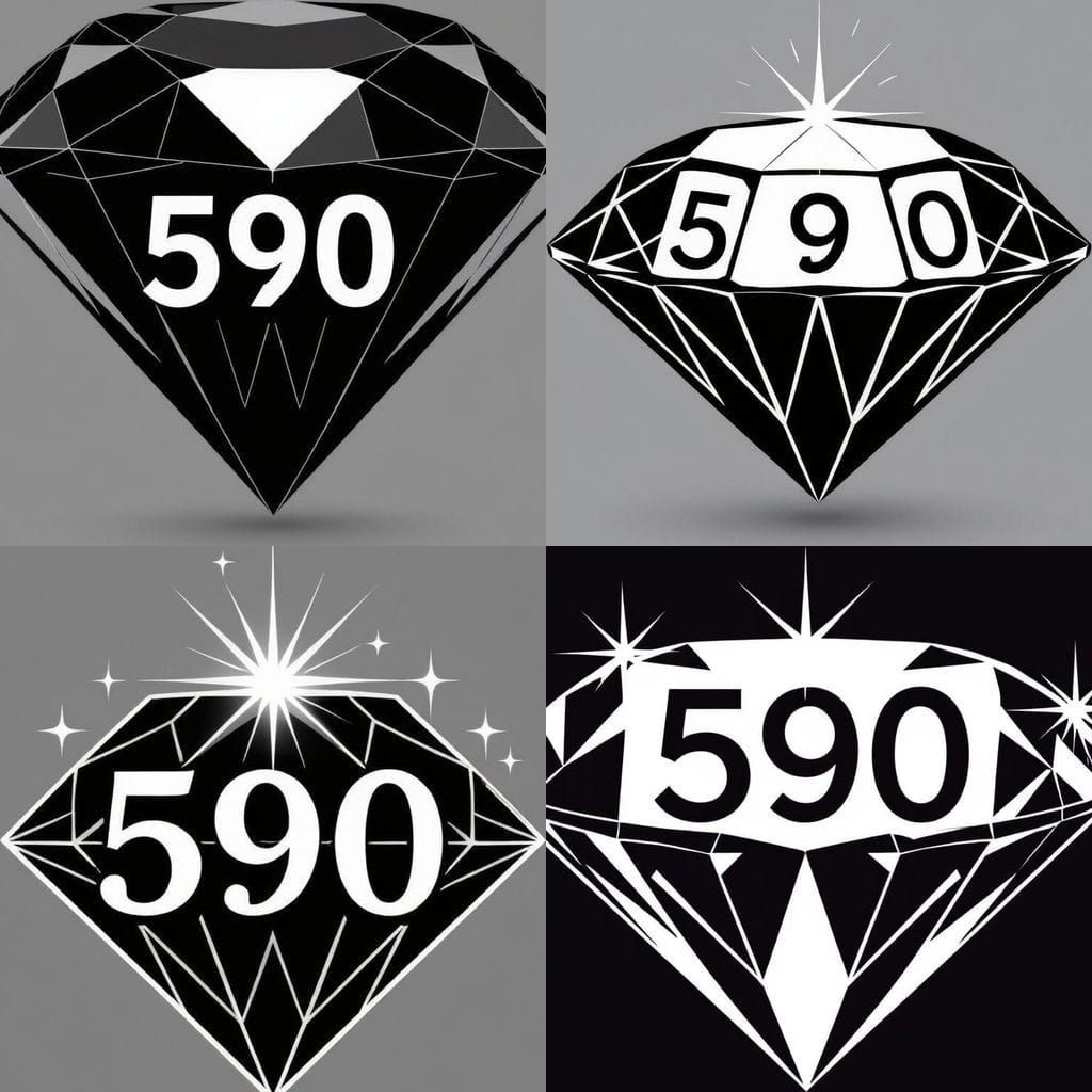 Simple Black and White Diamond Logo with 590