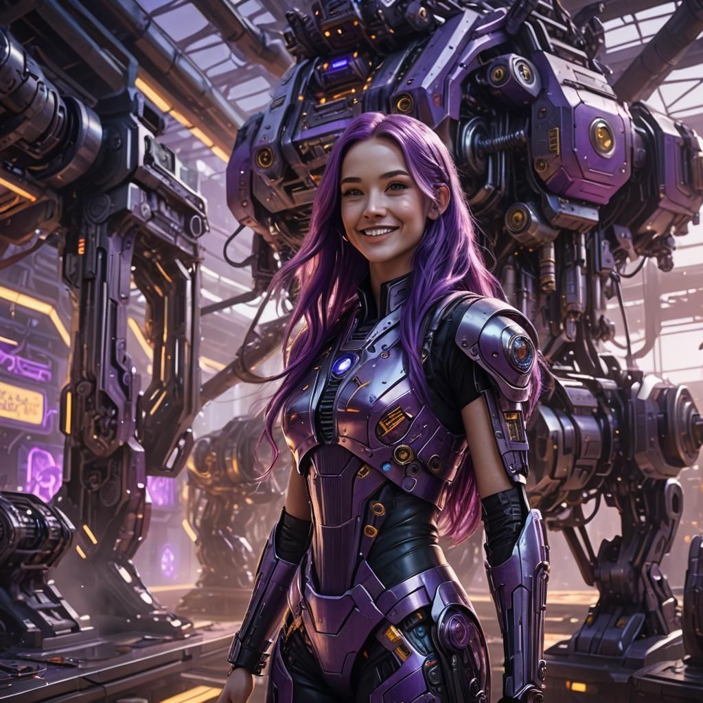 Sci-Fi Woman with Pencil Hair in Futuristic Scene