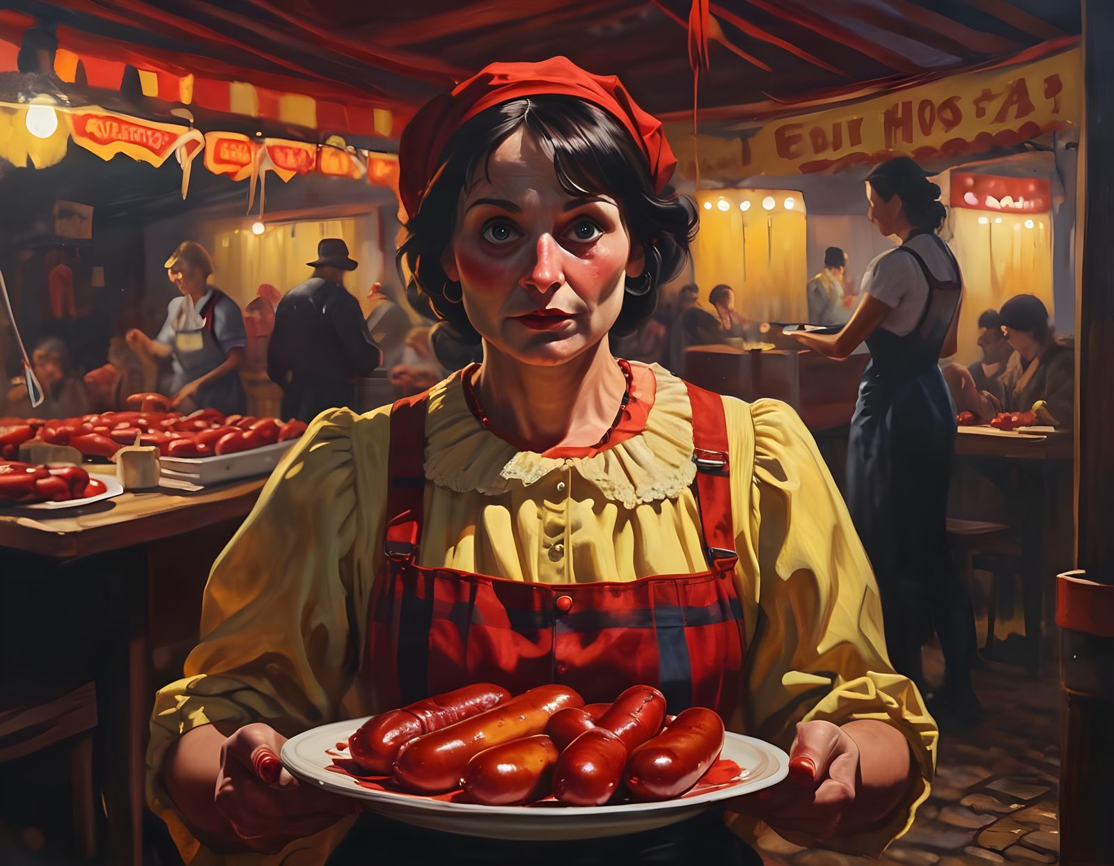 Haunted Fairground Woman Serves Up Sinister Sausages