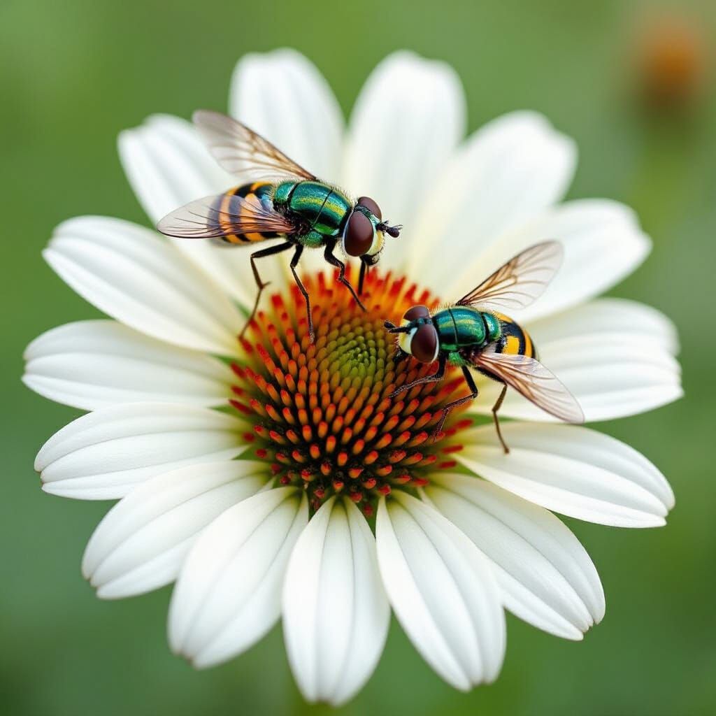 Mimicry. Flower flies pretending to be wasps.