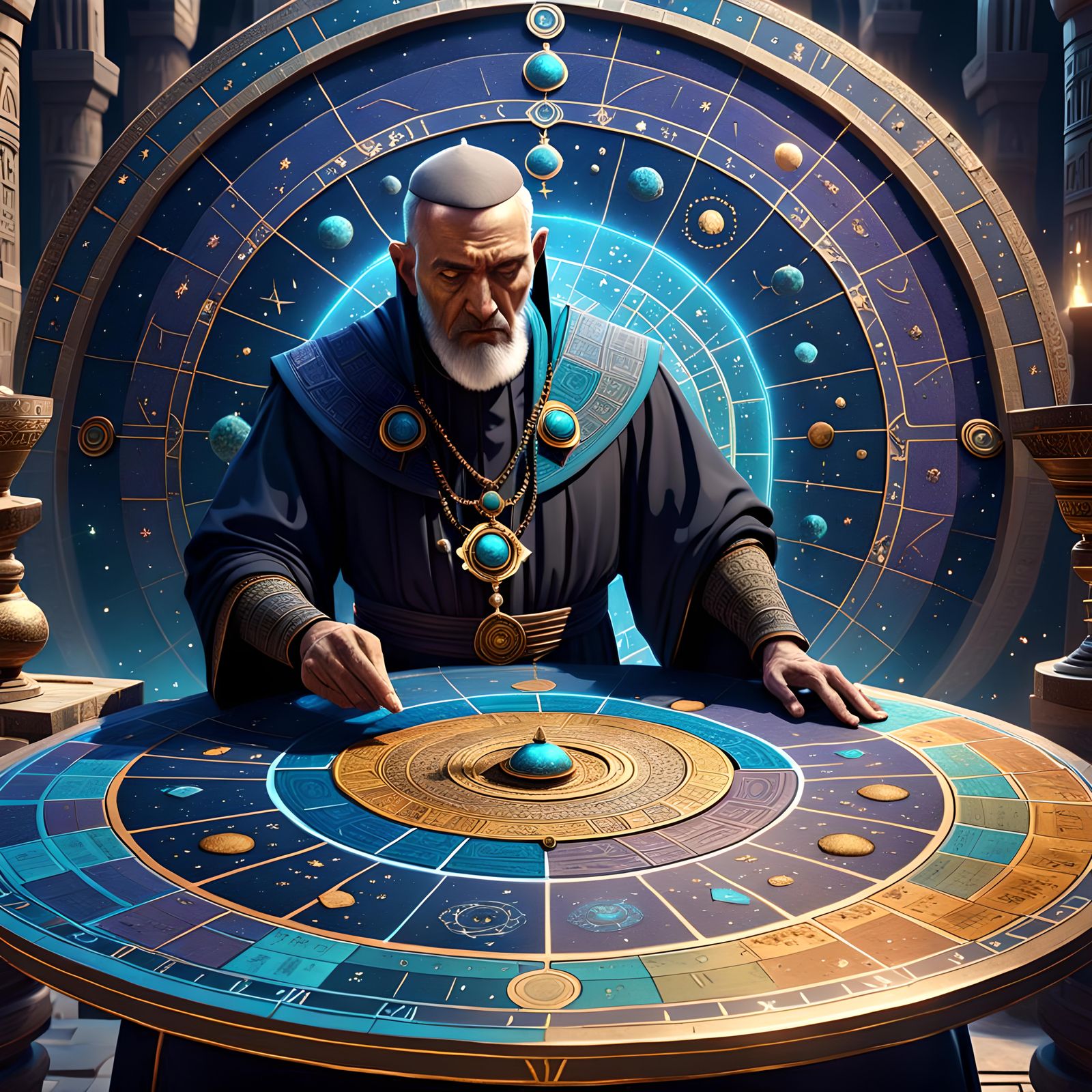 Babylonian Priest Examines Astrology Maps
