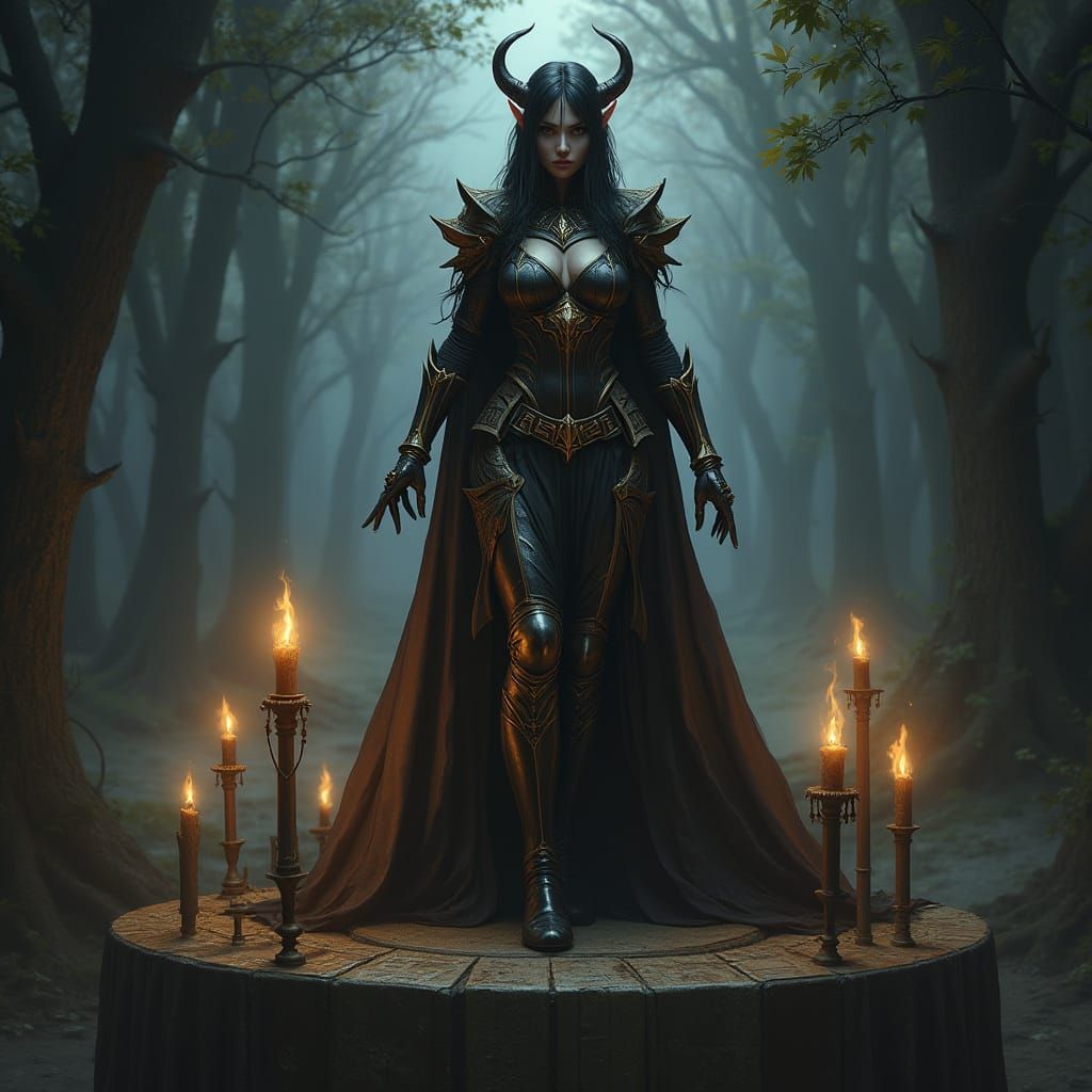 Dark Elf Maiden in Gothic Fantasy Armor