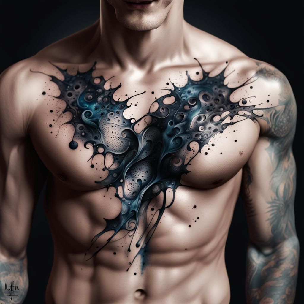 Black Ink Splash Tattoo Art, UHD Realistic Style