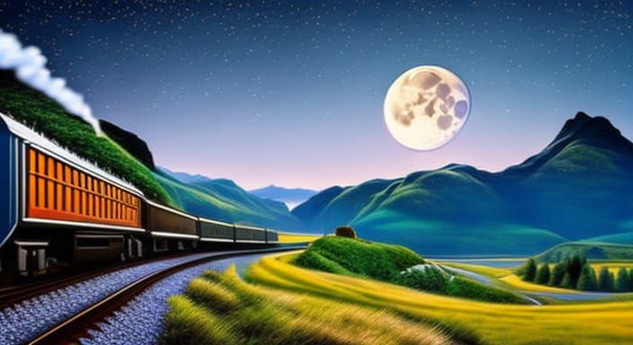 Passenger Train at Night: Magical Realism Photography